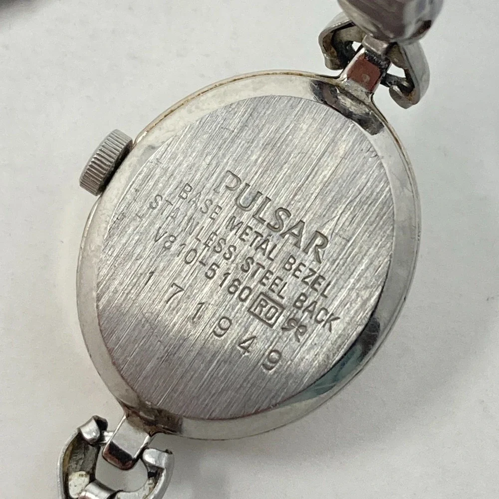 Vtg Pulsar Watch Women Silver Tone 16mm Oval Dial V810-5160 Stretch New Battery